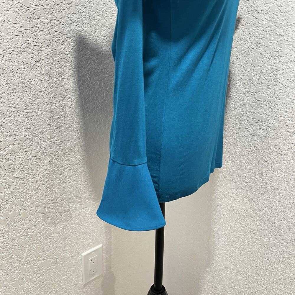 INC Y2K Blue Stretch Halter Ruffle Neck Cold Shoulder Stunning Women's Small - Picture 3 of 9
